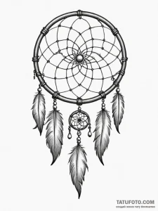 Dreamcatcher, ink illustration for tattoo, mi... - эскиз тату (№1755441145_0, 17.08.2025 14:32) — Tatufoto.com