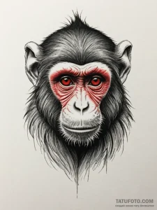 Monkey, tattoo line art, realistic black and... - эскиз тату (№1755442539_0, 17.08.2025 14:55) — Tatufoto.com