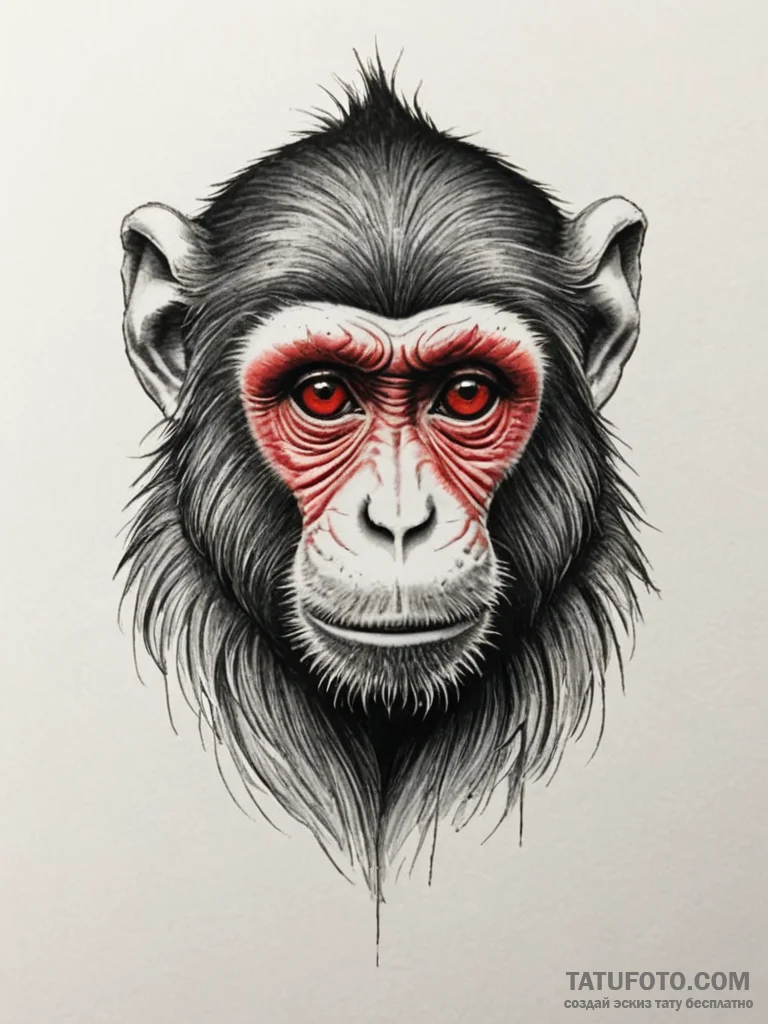 Monkey, tattoo line art, realistic black and... - эскиз тату (№1755442539_0, 17.08.2025 14:55) — Tatufoto.com