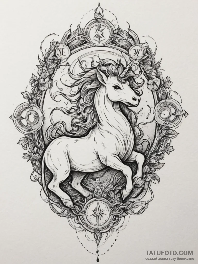Tattoo design a zodiac animal emerging from o... - эскиз тату (№1755442938_0, 17.08.2025 15:02) — Tatufoto.com