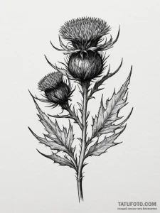 A thistle plant, concept art for tattoo, roug... - эскиз тату (№1755443329_0, 17.08.2025 15:08) — Tatufoto.com