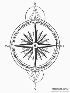 Tattoo design a compass rose where each point... - эскиз тату (№1755443922_0, 17.08.2025 15:18) — Tatufoto.com