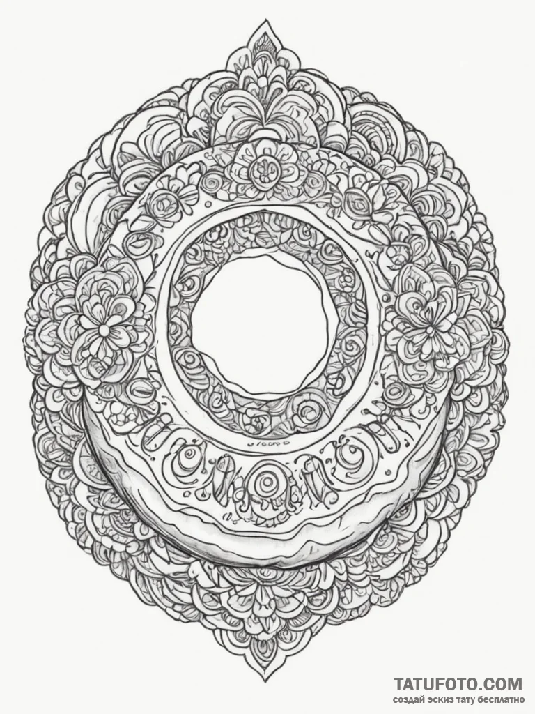 Tattoo sketch two halves of a stylized donut.... - эскиз тату (№1755444333_0, 17.08.2025 15:25) — Tatufoto.com
