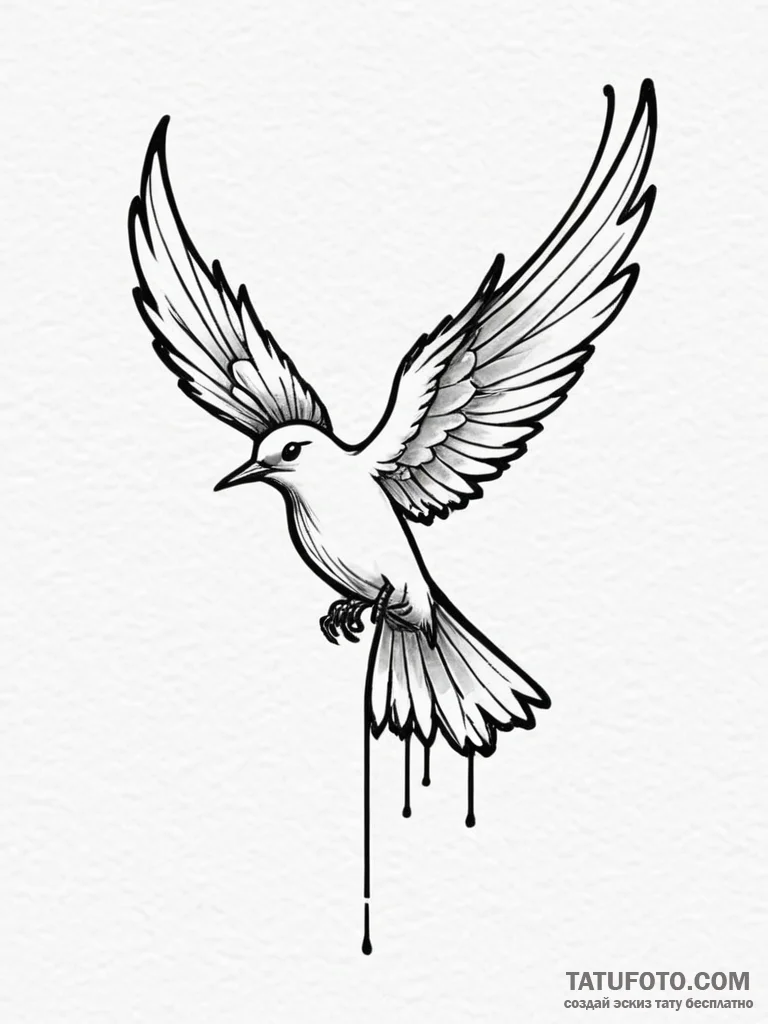 Tattoo design a silhouette of a flying bird,... - эскиз тату (№1755444730_0, 17.08.2025 15:32) — Tatufoto.com