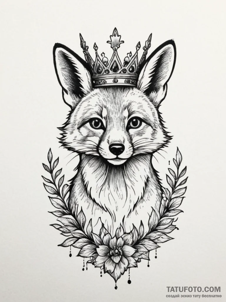 Tattoo design a whimsical animal (e.g., a fox... - эскиз тату (№1755445747_0, 17.08.2025 15:49) — Tatufoto.com
