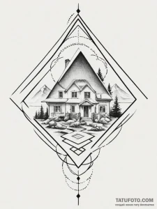 Tattoo design a small, stylized "home" icon m... - эскиз тату (№1755445945_0, 17.08.2025 15:52) — Tatufoto.com