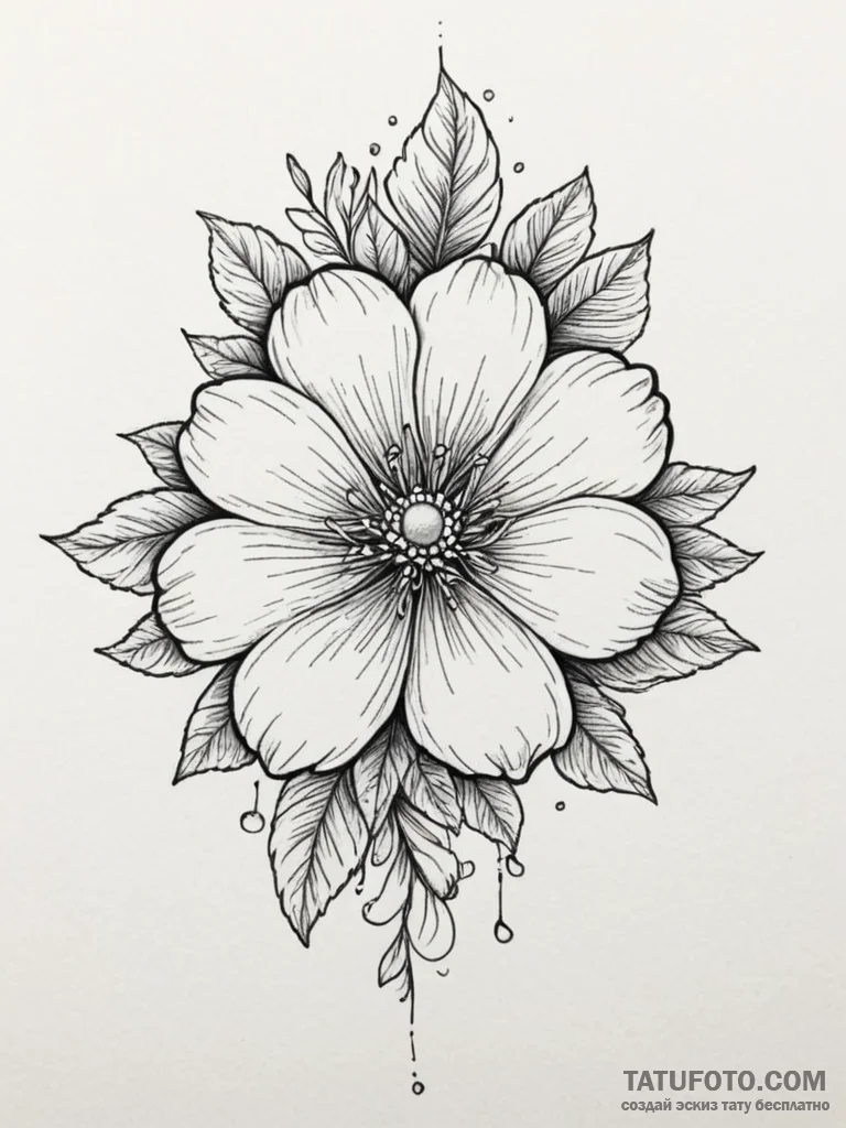 Tattoo design a flower blooming through a see... - эскиз тату (№1755447582_0, 17.08.2025 16:19) — Tatufoto.com
