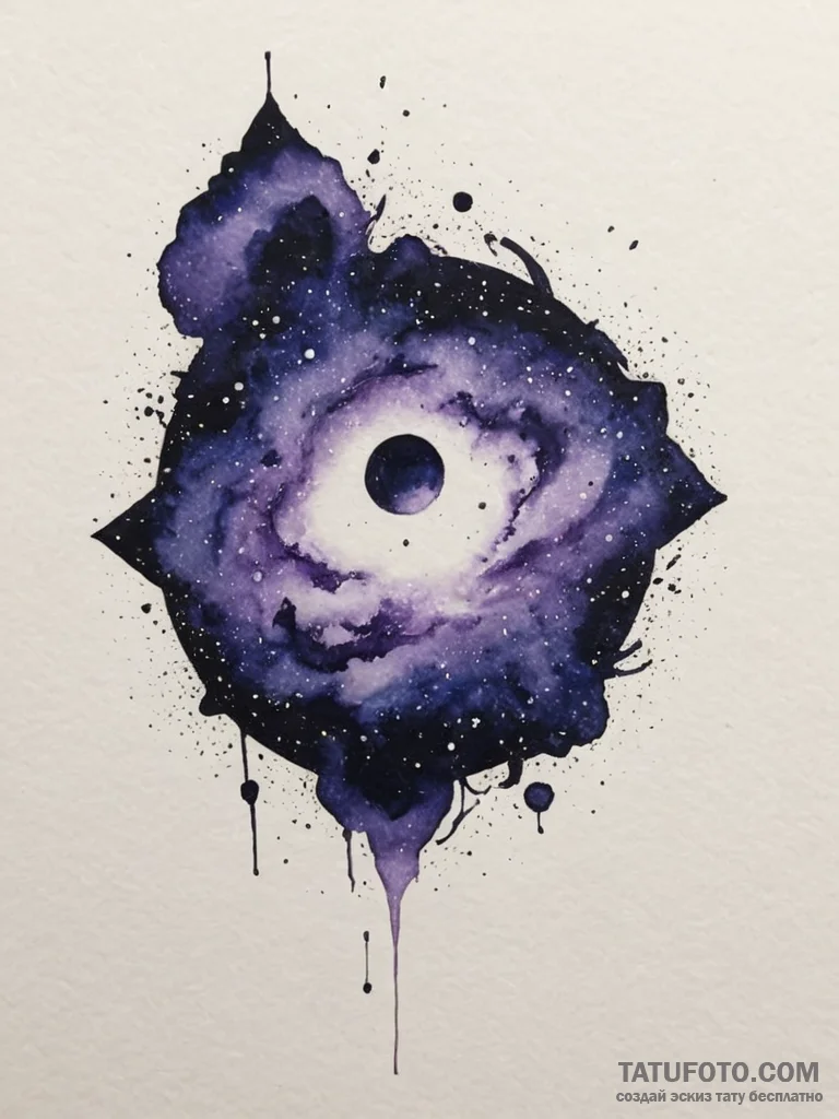 Tattoo sketch a deep indigo and purple waterc... - эскиз тату (№1755448608_0, 17.08.2025 16:36) — Tatufoto.com