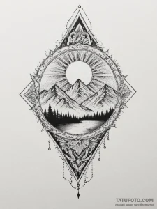 Tattoo sketch a geometric mountain range with... - эскиз тату (№1755449411_0, 17.08.2025 16:50) — Tatufoto.com