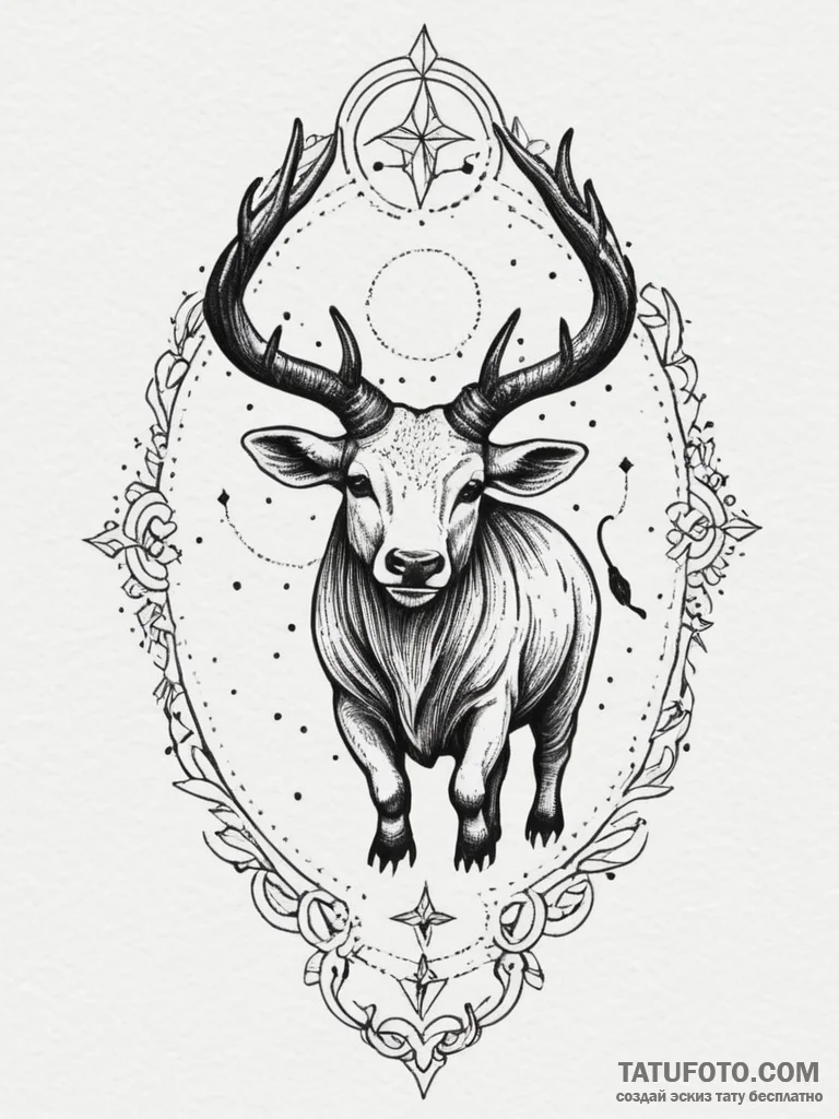 Tattoo design a zodiac animal's silhouette fo... - эскиз тату (№1755450216_0, 17.08.2025 17:03) — Tatufoto.com