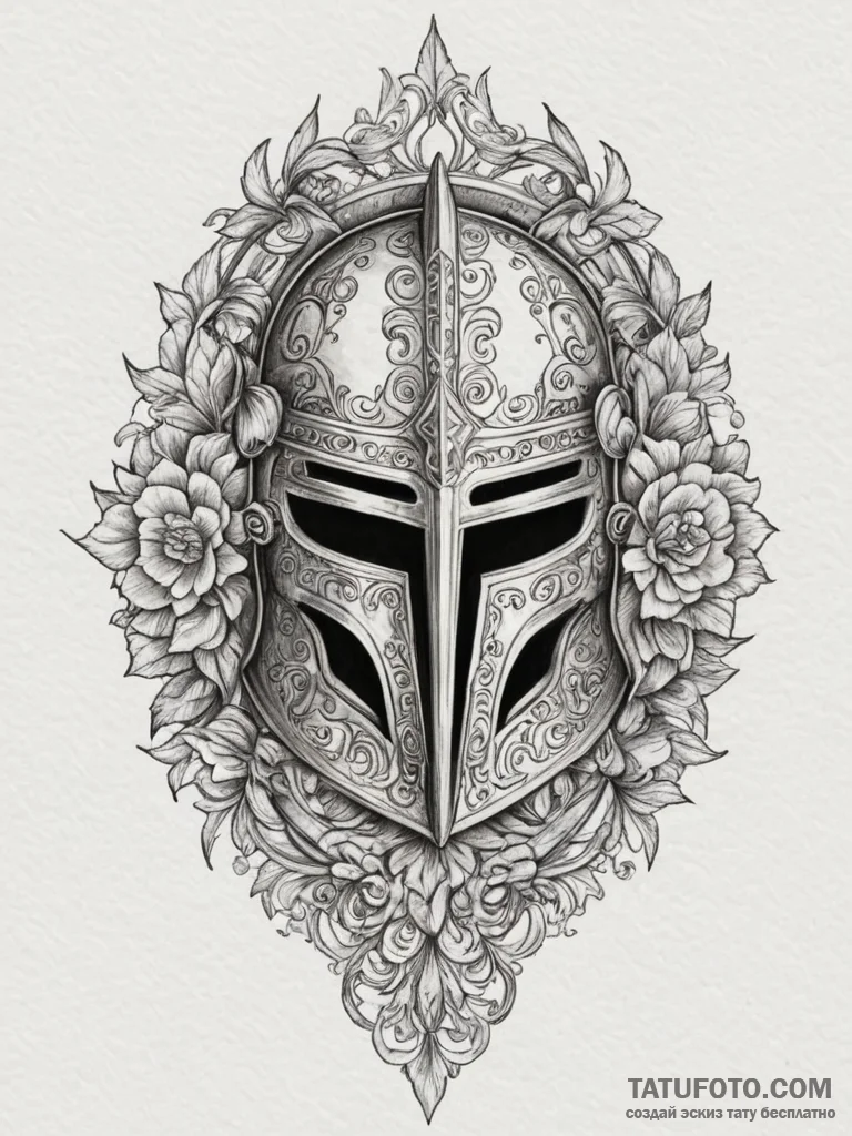 Tattoo design a detailed medieval helmet with... - эскиз тату (№1755451033_0, 17.08.2025 17:17) — Tatufoto.com