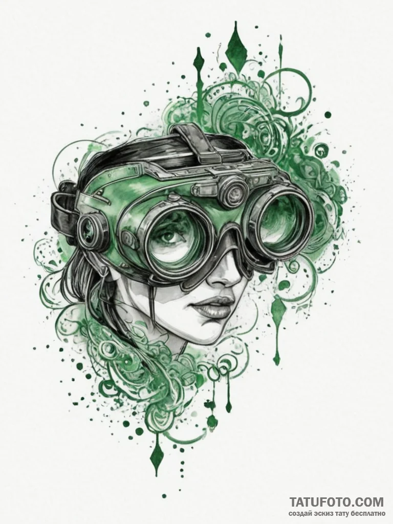 Tattoo design a stylized night vision goggles... - эскиз тату (№1755453096_0, 17.08.2025 17:51) — Tatufoto.com