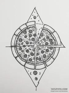 Tattoo design a 'pizza slice' on one, a 'pizz... - эскиз тату (№1755453297_0, 17.08.2025 17:54) — Tatufoto.com