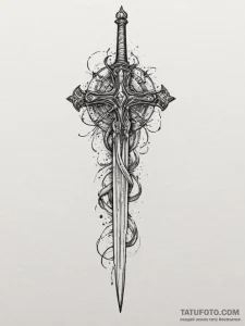 Tattoo design a medieval longsword plunged in... - эскиз тату (№1755453495_0, 17.08.2025 17:58) — Tatufoto.com