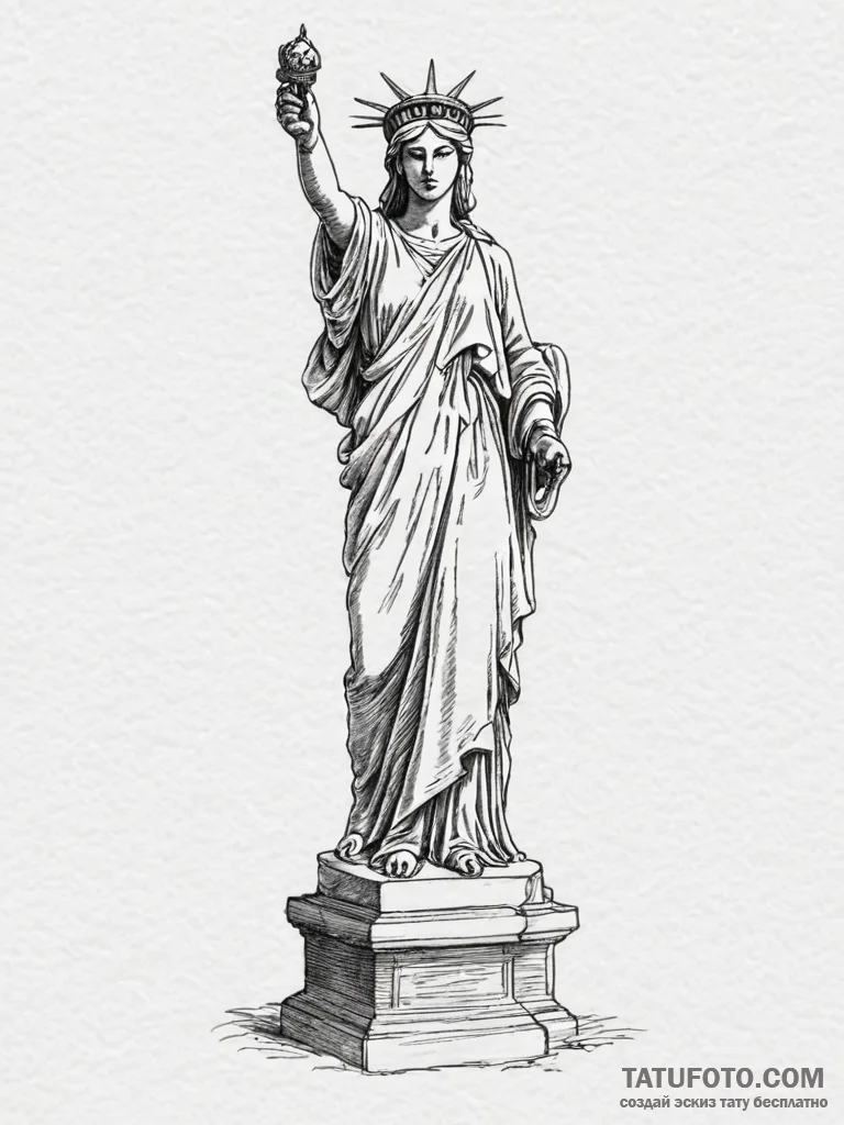 Motherland (statue), ink illustration for tat... - эскиз тату (№1755454093_0, 17.08.2025 18:08) — Tatufoto.com