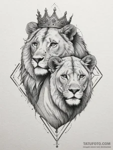 Tattoo design a pair of lion's or lioness's h... - эскиз тату (№1755455904_0, 17.08.2025 18:38) — Tatufoto.com