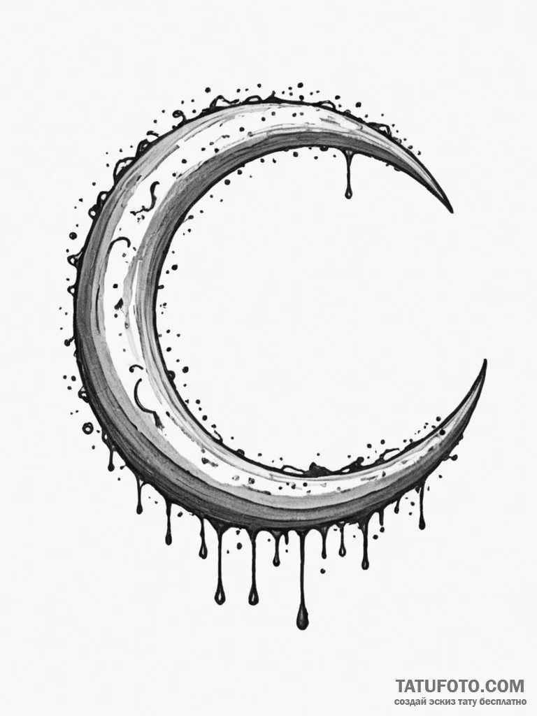Crescent moon, concept art for tattoo, rough... - эскиз тату (№1755457518_0, 17.08.2025 19:05) — Tatufoto.com
