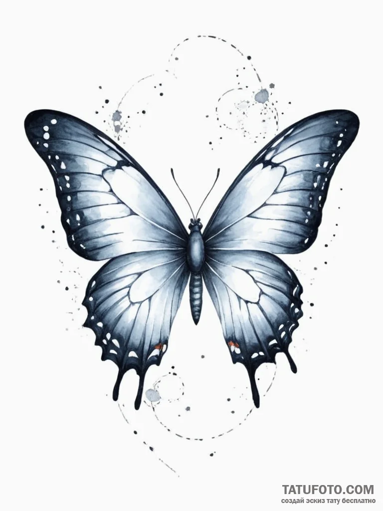Tattoo design a butterfly in flight, its wing... - эскиз тату (№1755457718_0, 17.08.2025 19:08) — Tatufoto.com