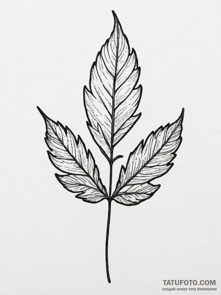 Tattoo design a single, delicate leaf with a... - эскиз тату (№1755458127_0, 17.08.2025 19:15) — Tatufoto.com