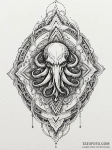 Cthulhu, tattoo flash sheet design, detailed... - эскиз тату (№1755458930_0, 17.08.2025 19:28) — Tatufoto.com