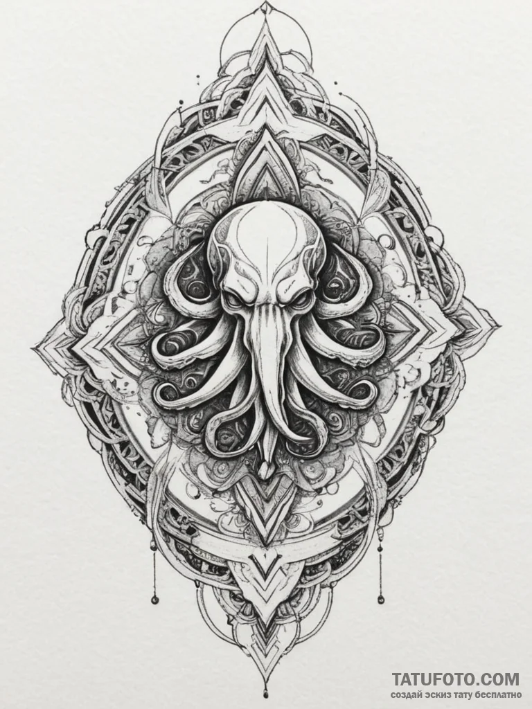 Cthulhu, tattoo flash sheet design, detailed... - эскиз тату (№1755458930_0, 17.08.2025 19:28) — Tatufoto.com