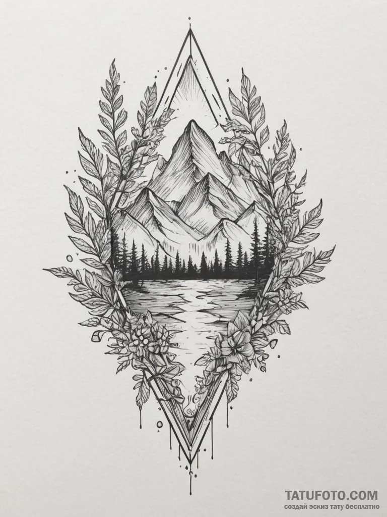 Tattoo sketch a blend of earthy greens and br... - эскиз тату (№1755459130_0, 17.08.2025 19:32) — Tatufoto.com