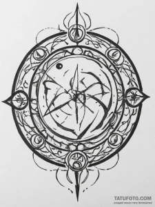 Tattoo sketch a zodiac symbol as a gate or po... - эскиз тату (№1755459544_0, 17.08.2025 19:39) — Tatufoto.com