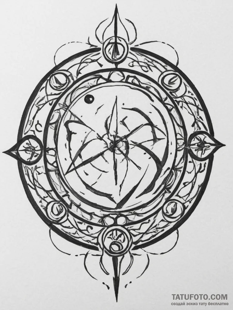 Tattoo sketch a zodiac symbol as a gate or po... - эскиз тату (№1755459544_0, 17.08.2025 19:39) — Tatufoto.com