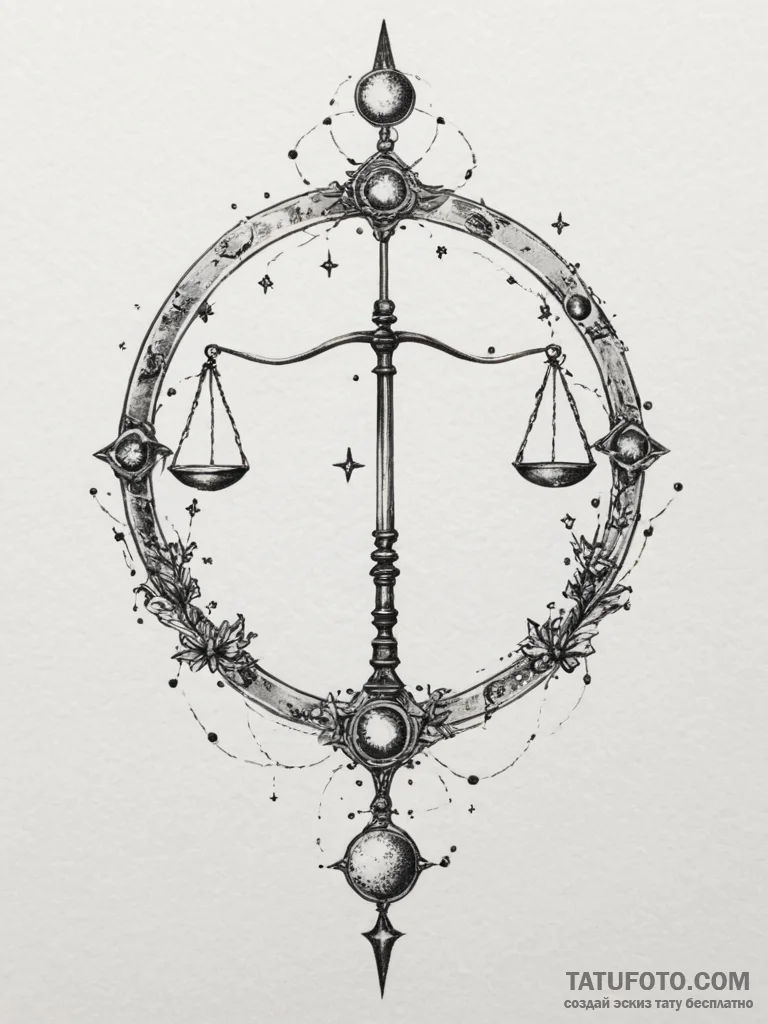 Tattoo sketch libra constellation, its stars... - эскиз тату (№1755459744_0, 17.08.2025 19:42) — Tatufoto.com