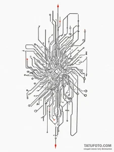 Circuit board pattern, concept art for tattoo... - эскиз тату (№1755460345_0, 17.08.2025 19:52) — Tatufoto.com