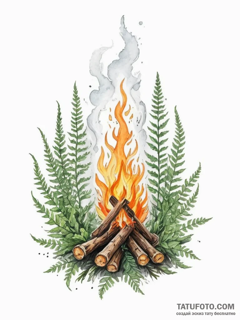 A tattoo design of a slavic ritual bonfire on... - эскиз тату (№1755460755_0, 17.08.2025 19:59) — Tatufoto.com