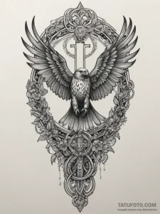 Hawk, ink illustration for tattoo, neo tradit... - эскиз тату (№1755462164_0, 17.08.2025 20:22) — Tatufoto.com