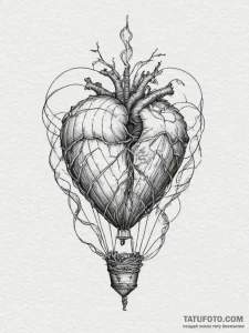 A hot air balloon made from a stitched-togeth... - эскиз тату (№1755462358_0, 17.08.2025 20:25) — Tatufoto.com