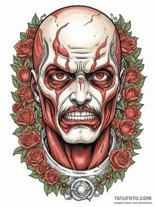 The colossal titan peeking over a wall, tatto... - эскиз тату (№1755462556_0, 17.08.2025 20:29) — Tatufoto.com