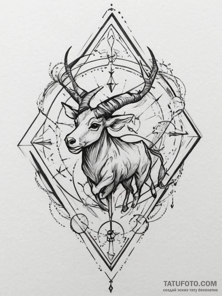Tattoo design a zodiac glyph created by overl... - эскиз тату (№1755466501_0, 17.08.2025 21:35) — Tatufoto.com
