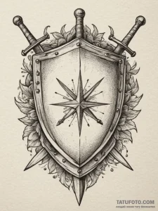 Tattoo design a medieval shield with a single... - эскиз тату (№1755467283_0, 17.08.2025 21:48) — Tatufoto.com