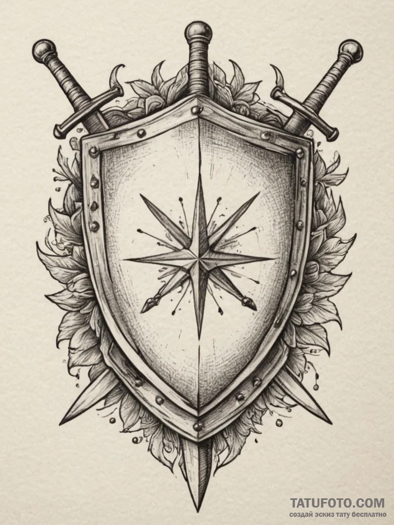 Tattoo design a medieval shield with a single... - эскиз тату (№1755467283_0, 17.08.2025 21:48) — Tatufoto.com