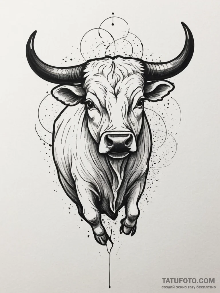 Tattoo sketch a zodiac animal (e.g., bull) co... - эскиз тату (№1755467479_0, 17.08.2025 21:51) — Tatufoto.com