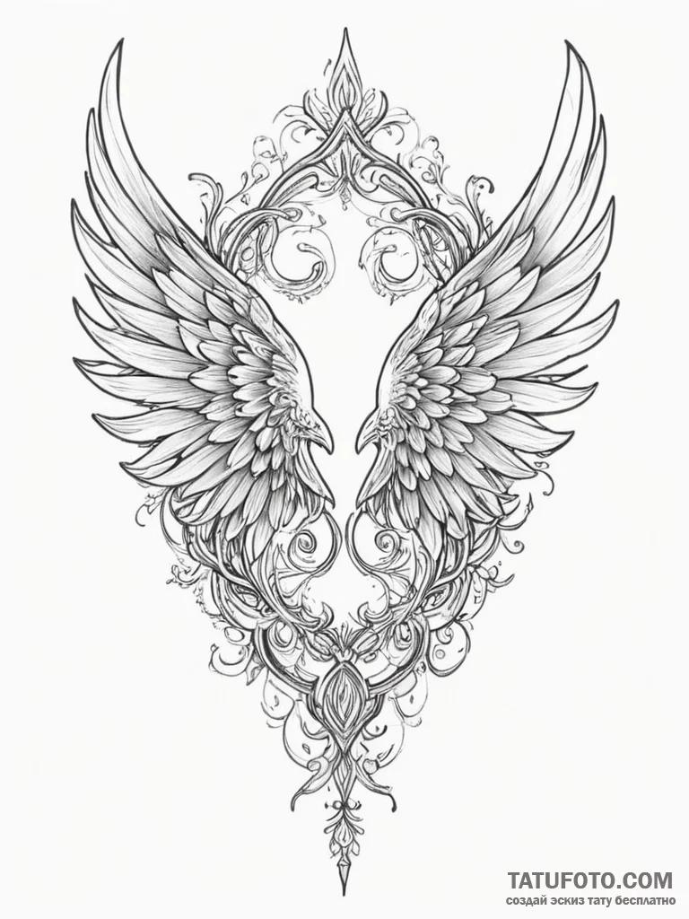 Hermes' wings, tattoo drawing outline, rough... - эскиз тату (№1755467868_0, 17.08.2025 21:57) — Tatufoto.com