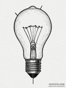 A vintage lightbulb filament glowing, artisti... - эскиз тату (№1755468265_0, 17.08.2025 22:04) — Tatufoto.com