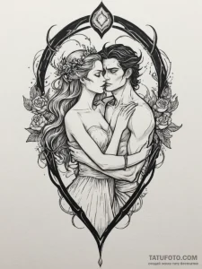 Hades and persephone's embrace, tattoo sketch... - эскиз тату (№1755468658_0, 17.08.2025 22:10) — Tatufoto.com