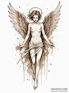 Fallen angel, ink illustration for tattoo, on... - эскиз тату (№1755468854_0, 17.08.2025 22:14) — Tatufoto.com