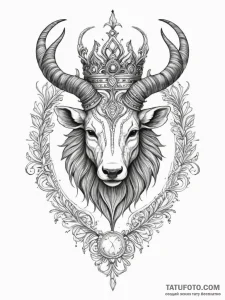 Tattoo sketch a zodiac animal head with a cla... - эскиз тату (№1755469049_0, 17.08.2025 22:17) — Tatufoto.com