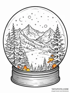 The view from inside a snow globe., concept a... - эскиз тату (№1755479970_0, 18.08.2025 01:19) — Tatufoto.com