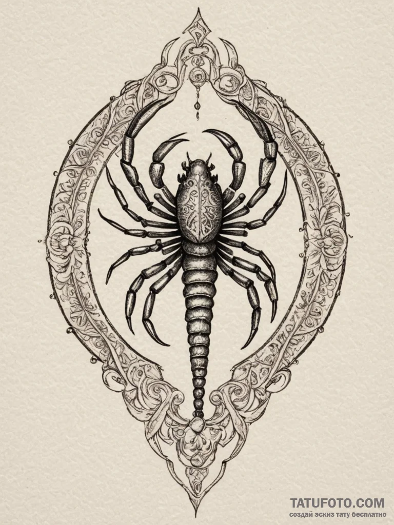 Tattoo design a scorpio scorpion, an ancient... - эскиз тату (№1755481576_0, 18.08.2025 01:46) — Tatufoto.com