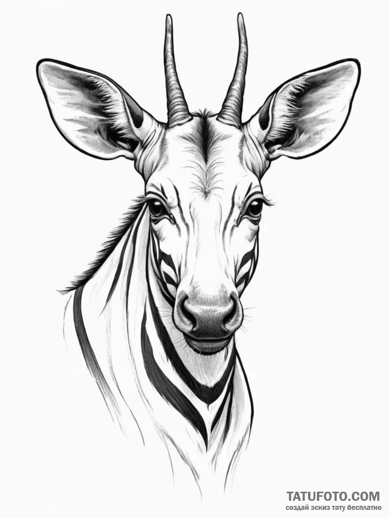 An okapi - эскиз тату (№1755481974_0, 18.08.2025 01:52) — Tatufoto.com