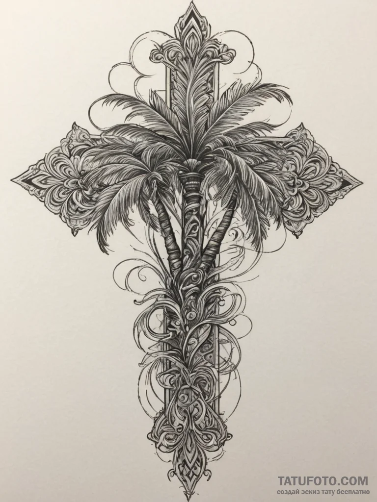 Palm tree, tattoo flash sheet design, muted c... - эскиз тату (№1755482975_0, 18.08.2025 02:09) — Tatufoto.com