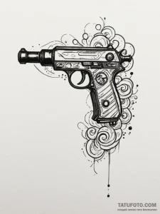 Ray gun, tattoo sketch design, black and red... - эскиз тату (№1755483172_0, 18.08.2025 02:12) — Tatufoto.com