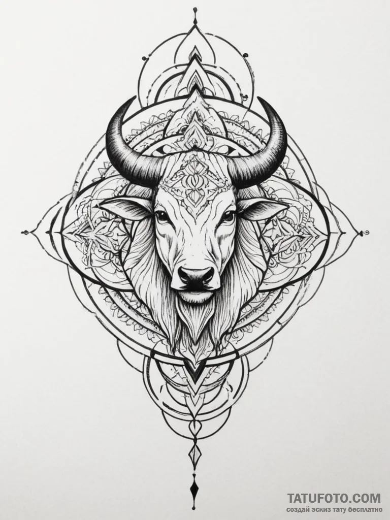 Minotaur, tattoo drawing outline, fine lines,... - эскиз тату (№1755483567_0, 18.08.2025 02:19) — Tatufoto.com