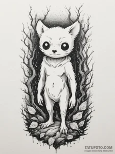 The forest spirits (kodama) from princess mon... - эскиз тату (№1755484964_0, 18.08.2025 02:42) — Tatufoto.com